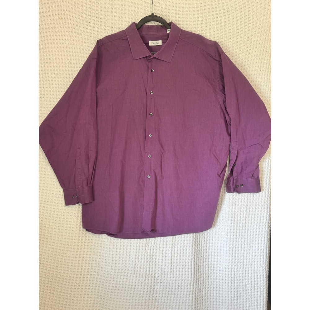 Calvin Klein BIG 20‎ 34/35 Purple Dress Shirt Long Sleeve 100% Cotton